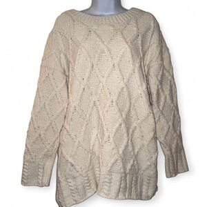 Cozy Cream Cable Knit Plush Sweater